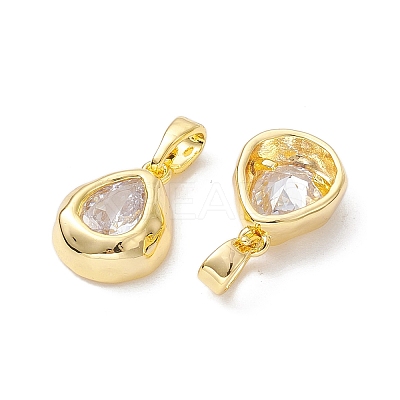 Brass Micro Pave Clear Cubic Zirconia Charms KK-K360-14G-1