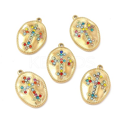PVD Vacuum Plating 201 Stainless Steel with Rhinestone Pendants STAS-J401-VC996-1