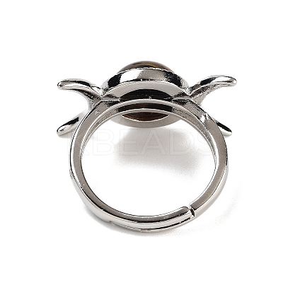 Natural Tiger Eye Adjustable Rings RJEW-K271-01P-10-1