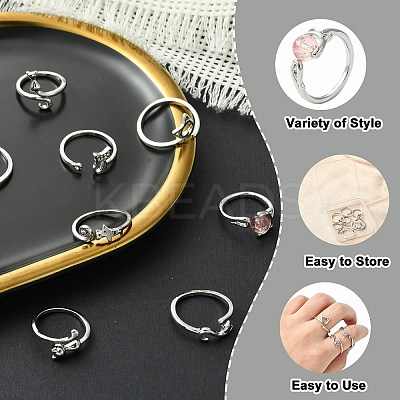 8Pcs 8 Styles Alloy Cuff Rings RJEW-CJ0001-02-1