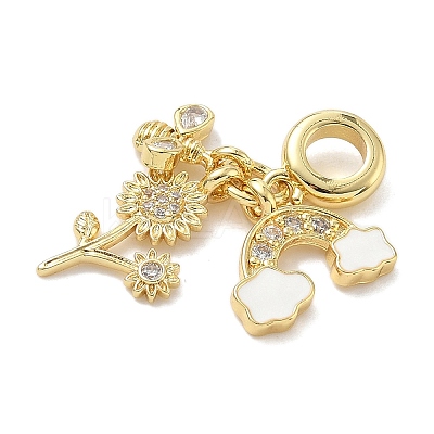 Brass Micro Pave Clear Cubic Zirconia European Dangle Charms KK-K368-36G-1