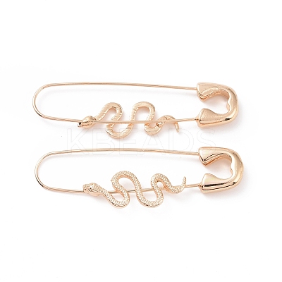 Alloy Safety Pin with Snake Hoop Earrings for Women LS-EJEW-E176-01KCG-1