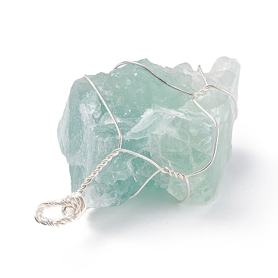 3Pcs 3 Styles Rough Raw Natural Rose Quartz & Quartz Crystal & Green Aventurine Big Pendants PALLOY-JF01391-1