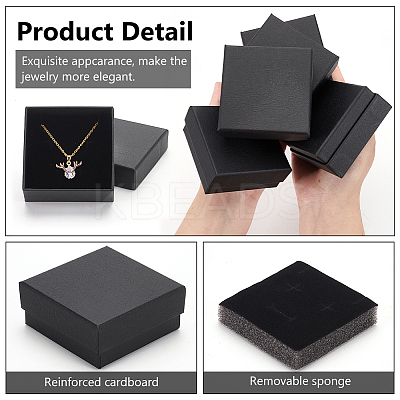 Square Kraft Paper Necklace Earring Storage Gift Boxes CON-WH0095-88A-1