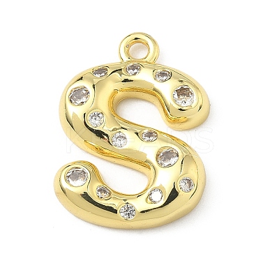 Brass Micro Pave Clear Cubic Zirconia Pendants KK-I476-02G-S-1