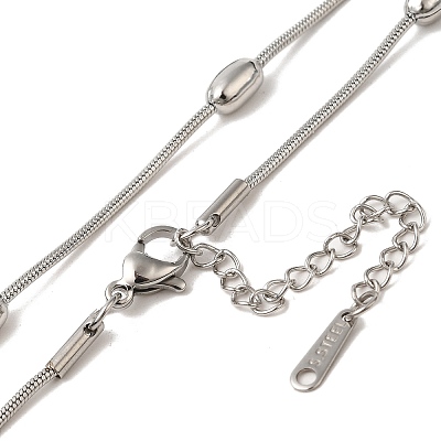 304 Stainless Steel Oval Snake Chain Necklaces NJEW-H046-03P-1