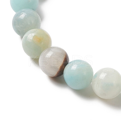Natural Flower Amazonite Round Beaded Stretch Bracelet BJEW-JB03683-03-1