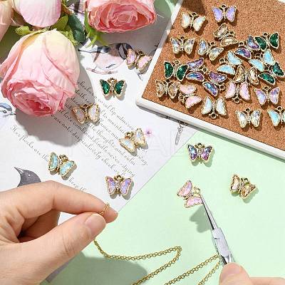 32Pcs 8 Colors Alloy Rhinestone Pendants FIND-CJ0005-13-1