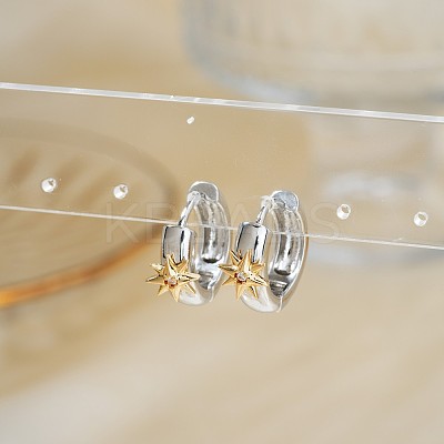 Fashionable Brass Clear Cubic Zirconia Hoop Earrings NY7693-2-1