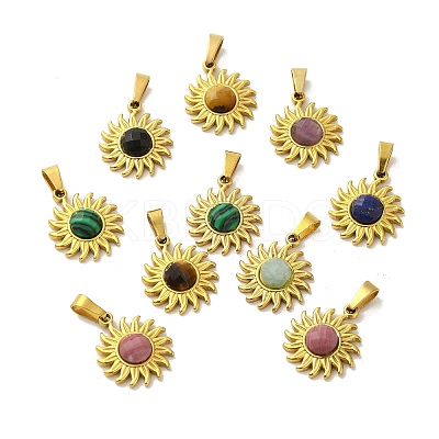 Gemstone Faceted Sun Pendants STAS-P361-03G-1