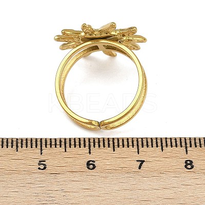 Heart Sun 304 Stainless Steel Enamel Finger Rings for Women RJEW-G355-08G-1