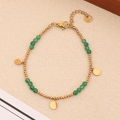 Natural Dyed Green Jade Beads Stretch Bracelets for Women GI3787-2-1