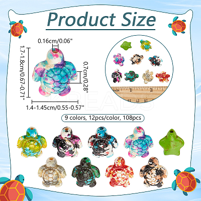 108Pcs 9 Colors Synthetic Turquoise Dyed Beads G-NB0005-43-1