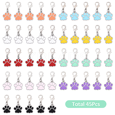 45Pcs 9 Styles Alloy Enamel Pendant Decorations HJEW-YW00146-1