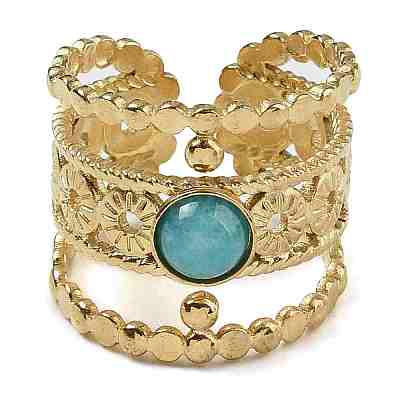 Natural Amazonite Finger Rings RJEW-U027-03G-06-1