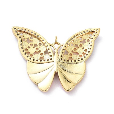 Real 18K Gold Plated Brass Micro Pave Cubic Zirconia Pendants KK-D004-11G-1