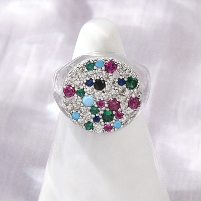 Brass Micro Pave Cubic Zirconia Finger Rings for Women RJEW-C129-09P-1