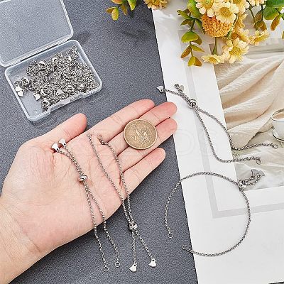 12Pcs 304 Stainless Steel Rolo Chain Slider Bracelet Making AJEW-NB0003-63-1