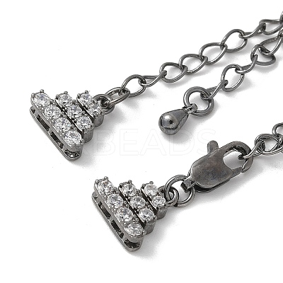Brass Micro Pave Cubic Zirconia Chain Extender with Glass KK-U052-20B-1