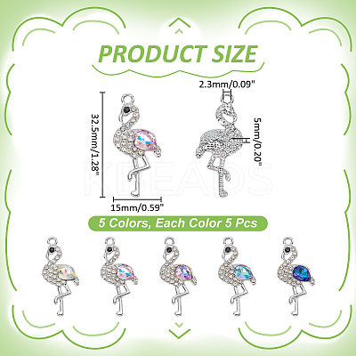 25Pcs 5 Colors Zinc Alloy Pendants FIND-WR0012-68-1