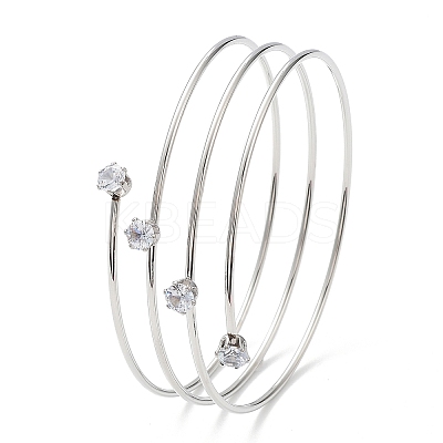 304 Stainless Steel Triple Loops Wire Wrap Bangle BJEW-K227-02P-1