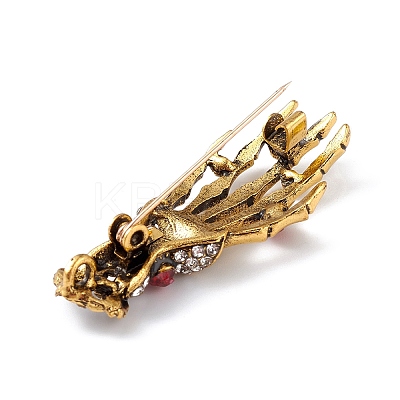 Halloween Theme Rhinestone Skeleton Hand Brooch Pin JEWB-F018-01AG-1