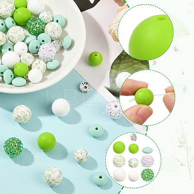 64Pcs Round & Rondelle Food Grade Eco-Friendly Silicone Beads SIL-SP0001-19B-1