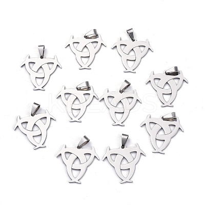 Tarnish Resistant Boy Jewelry Original Color 201 Stainless Steel Triangle Knot Pendants STAS-I032-228-1