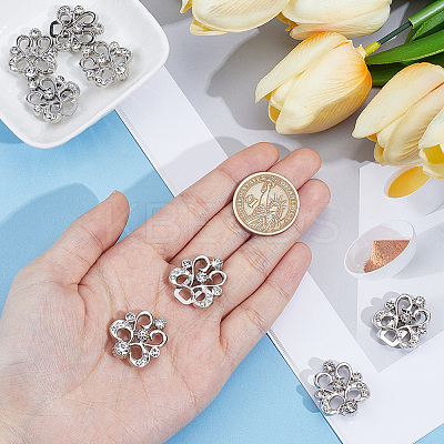 4Pcs Flower Alloy Crystal Rhinestone Adjustable Jean Button Pins FIND-CY0002-27P-1