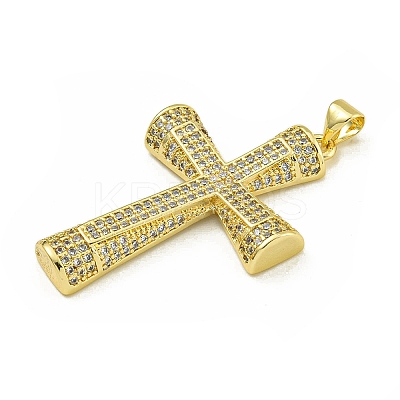 Rack Plating Brass Pave Cubic Zirconia Pendants KK-U029-02G-01-1