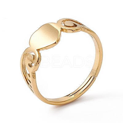 Ion Plating(IP) 201 Stainless Steel Heart Adjustable Ring for Women RJEW-K242-01G-1
