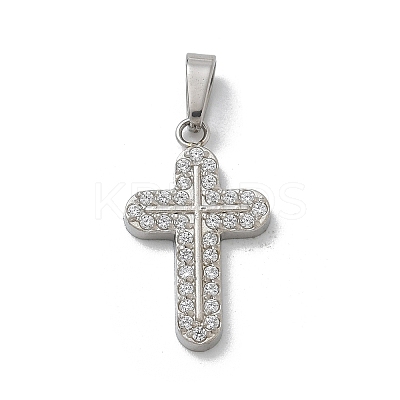 304 Stainless Steel Micro Pave Cubic Zirconia Pendants STAS-Z107-08P-05-1