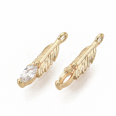 Brass Micro Pave Clear Cubic Zirconia Charms ZIRC-T011-26G-NF-1