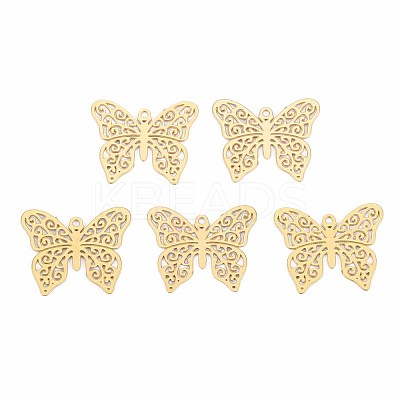 Rack Plating 201 Stainless Steel Filigree Pendants X-STAS-T057-32G-1