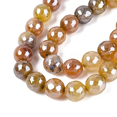 Electroplate Natural Agate Beads Strands G-T131-55-31-1