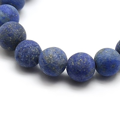 Natural Frosted Lapis Lazuli Round Bead Strands G-M064-4mm-08-1