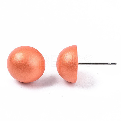 Pearlized Half Round Schima Wood Earrings for Girl Women EJEW-N048-001-12-1