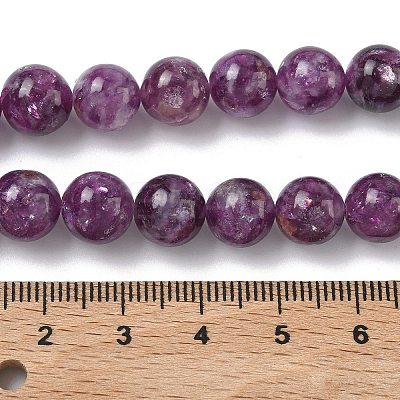 Natural Lepidolite/Purple Mica Stone Beads Strands G-C270-O05-14-1