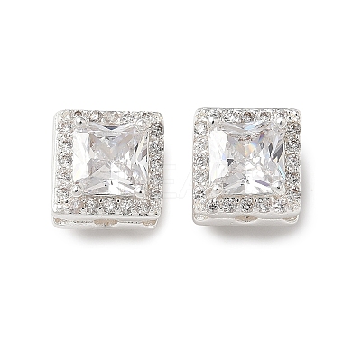 Brass Micro Pave Clear Cubic Zirconia Beads KK-G531-04S-1