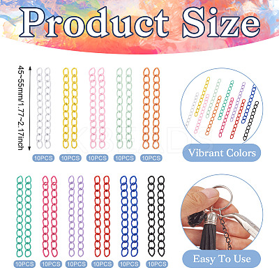 110Pcs 11 Colors Spray Paint Iron Curb Chain Extender IFIN-TA0001-63-1