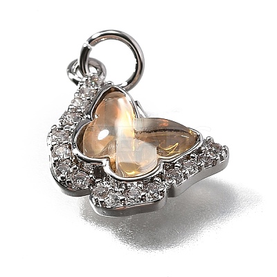 Brass Micro Pave Cubic Zirconia Pendants KK-Q043-03P-03-1