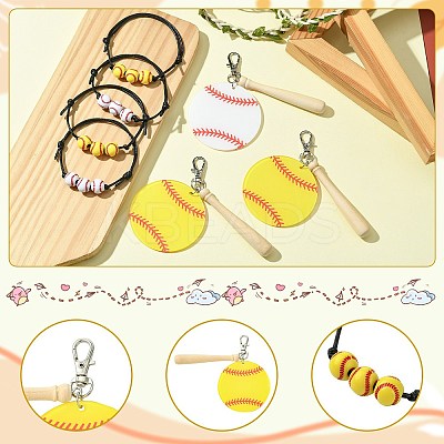 8Pcs Acrylic & Wood Pendant Decoration HJEW-CJ00052-1
