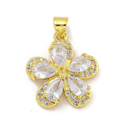 Rack Plating Brass Micro Pave Cubic Zirconia Pendants KK-G513-93G-1