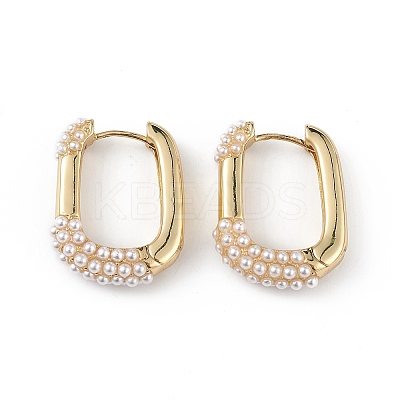 Plastic Imitation Pearl Oval Hoop Earrings EJEW-L234-071G-1