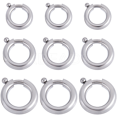 15Pcs 3 Styles 316 Surgical Stainless Steel Spring Gate Rings STAS-BBC0007-83-1