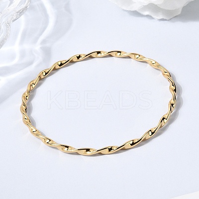 Twisted Rope 304 Stainless Steel Bangles for Women BJEW-D408-07G-1