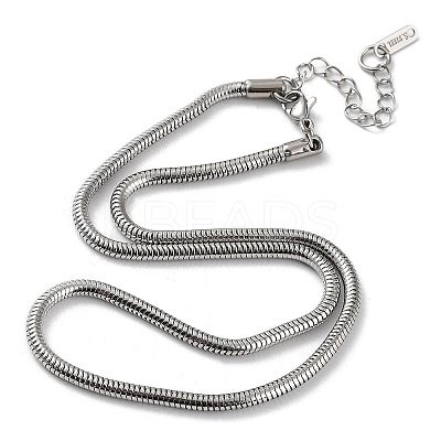 Non-Tarnish 304 Stainless Steel Round Snake Chain Necklace LS-NJEW-D045-13P-1