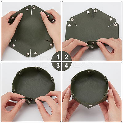 3Pcs 3 Colors PU Leather Storage Tray Box with Snap Button AJEW-WR0001-80-1