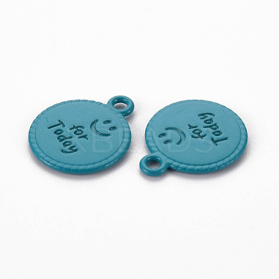 Spray Painted Alloy Pendants PALLOY-Q433-030B-RS-1