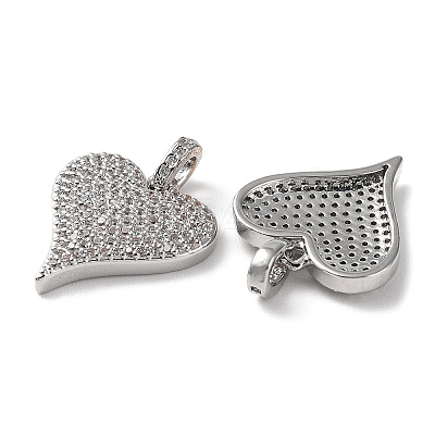 Rack Plating Clear Brass Micro Pave Cubic Zirconia Pendants KK-M254-09P-1